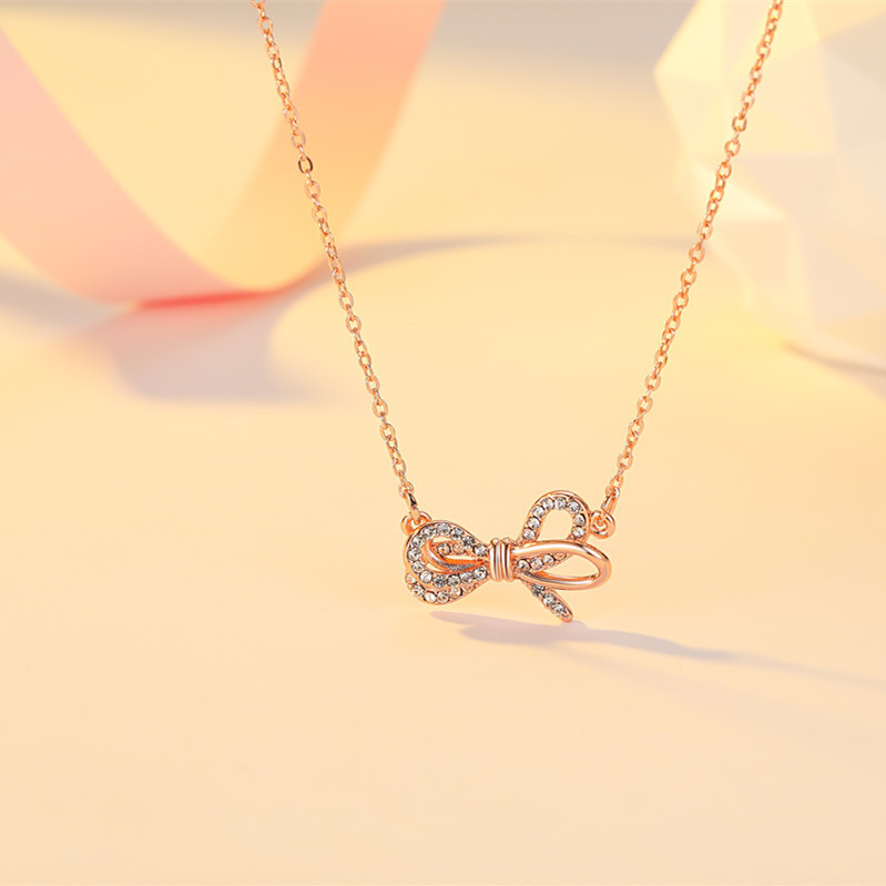 Bowknot net red with the same two-color clavicle chain