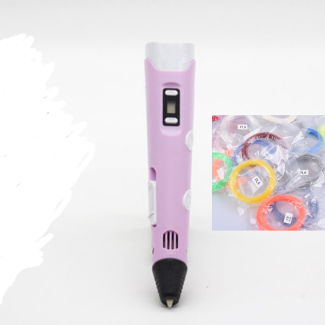3D print pen 3D pen two generation graffiti 3D stereoscopic paintbrush children puzzle painting toys Pink+Consumables US