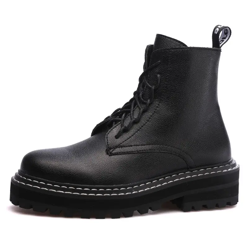 Women's flat cowhide short boots