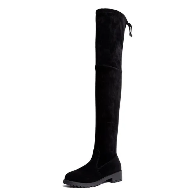 Women's Autumn and Winter Flat High Boots Black - Shop at LoveMi