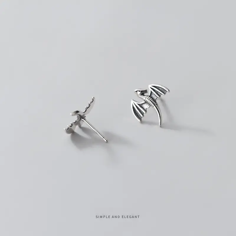 S925 Silver Antique dinosaur personality Earrings