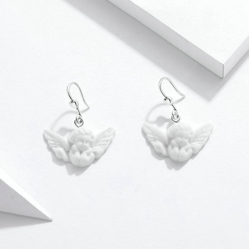 S925 sterling silver angel earrings European and American fashion resin