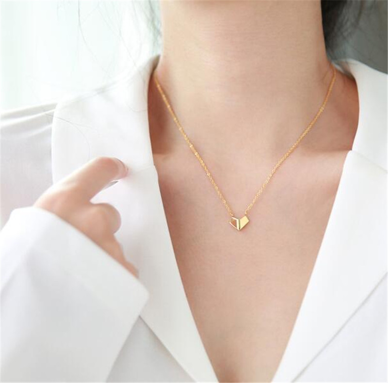 Folded Love Geometric Faceted Heart Necklace