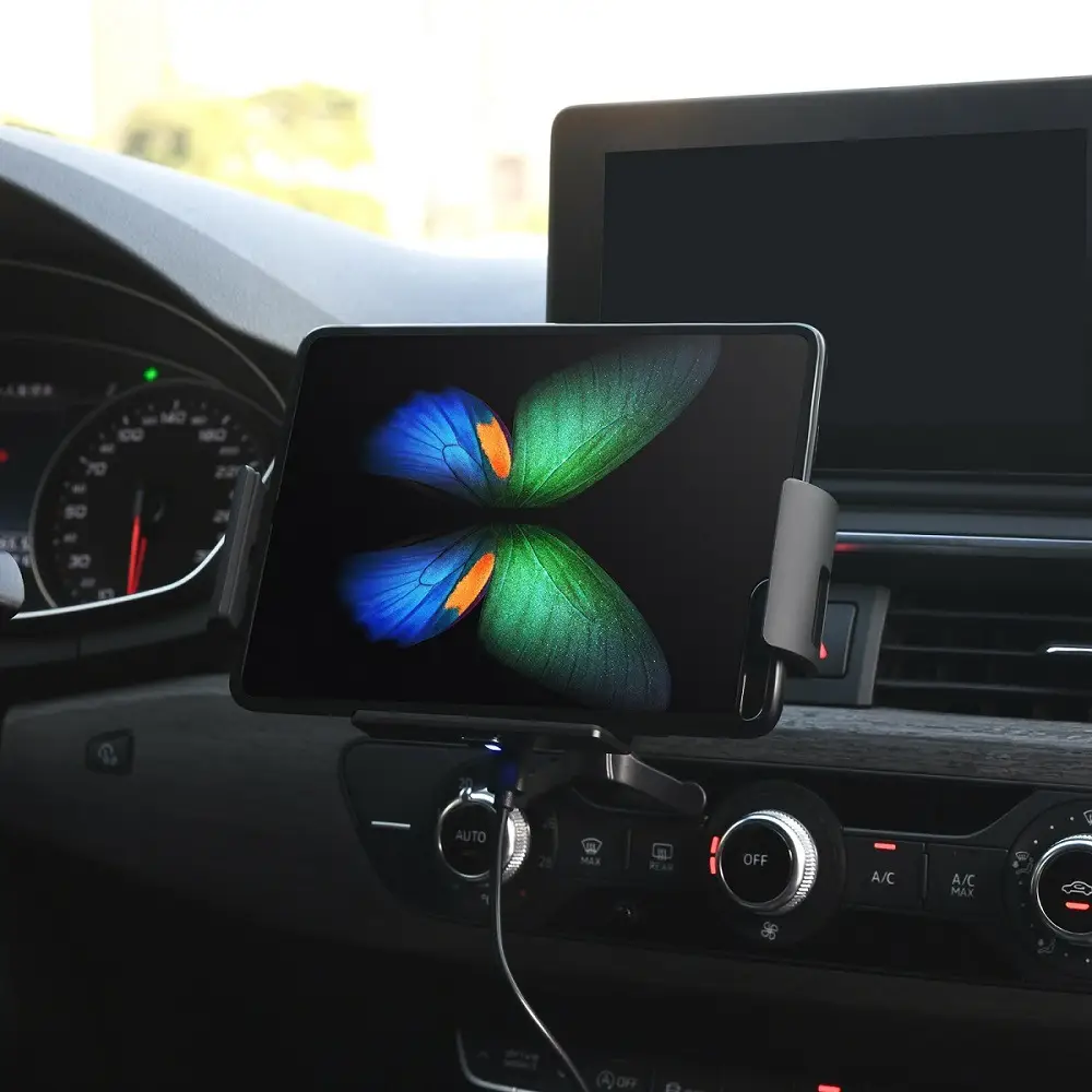 Folding horizontal screen mobile phone car wireless charging bracket