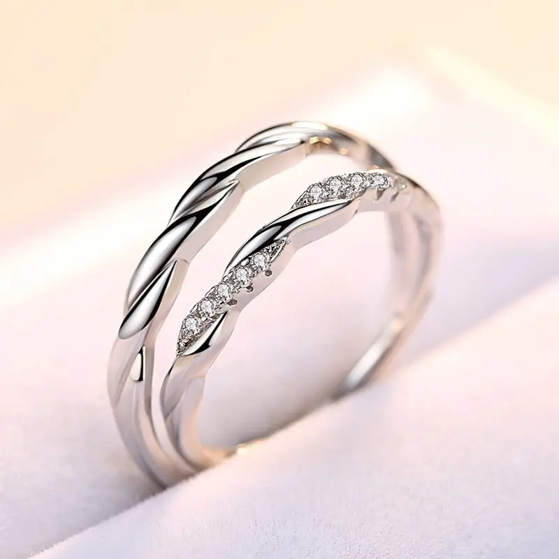 S925 sterling silver water ripple micro inlaid