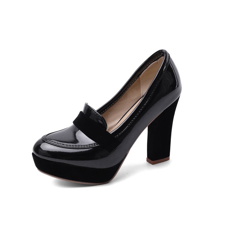 Colorblock bright leather pointed high heels