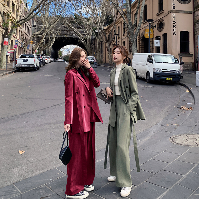 Suit suit women wide leg pants two-piece temperament streamer girlfriends sisters outfit