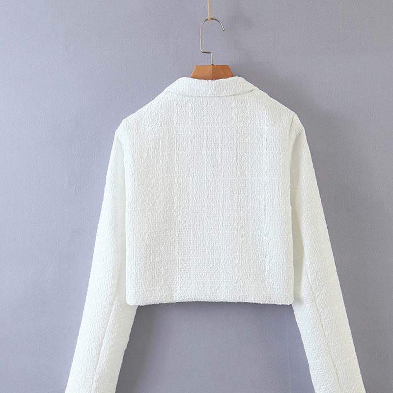 Autumn new loose small fragrance short coat autumn and winter pearl woolen suit