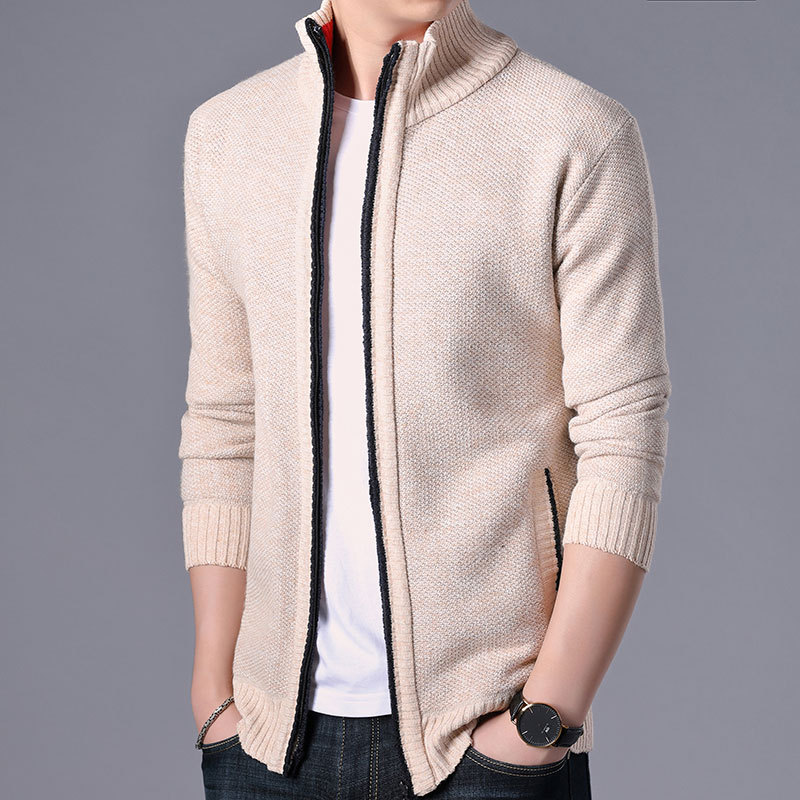Plus velvet thick men's warm knitted cardigan