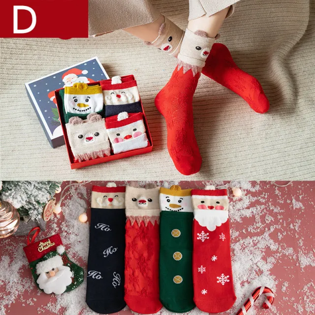 Christmas socks ladies tube socks pure cotton autumn and winter stockings - Shop at LoveMi