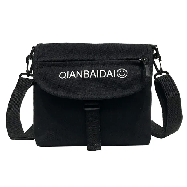 One shoulder messenger bag casual lazy canvas pouch Black - Shop at LoveMi