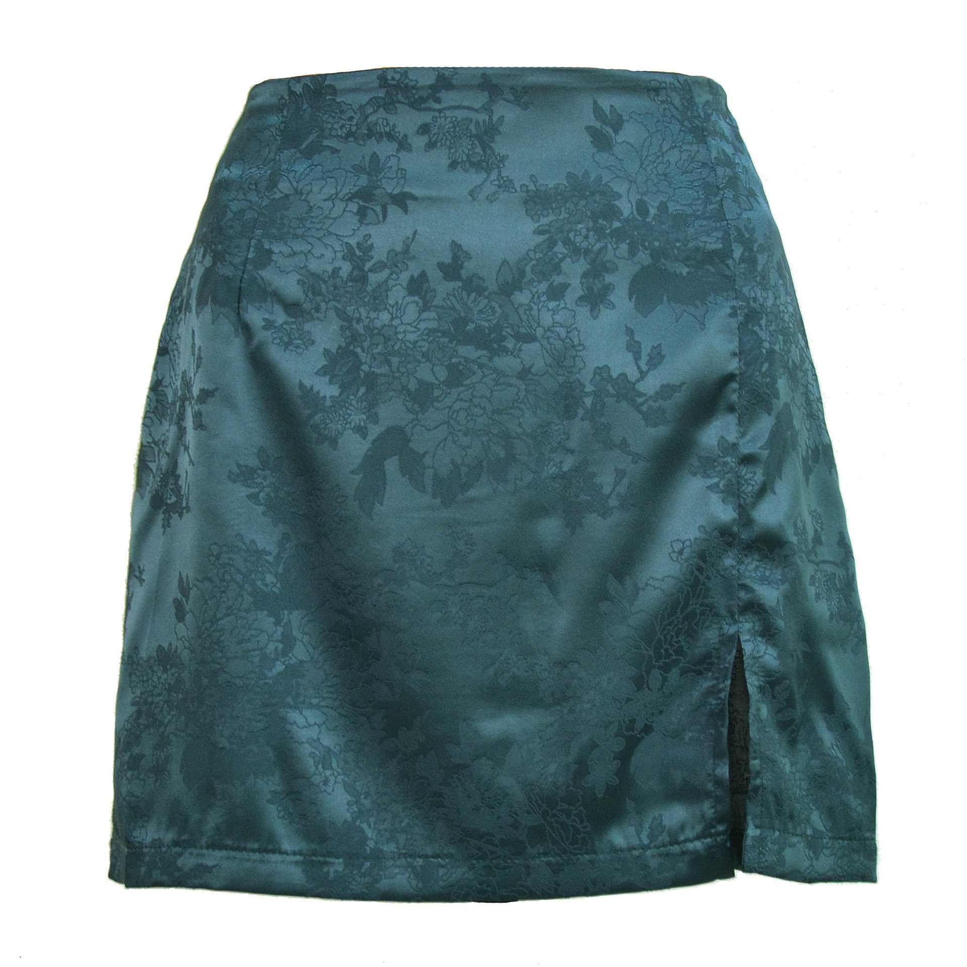Satin high waist zipper slit skirt women Green - Shop at LoveMi