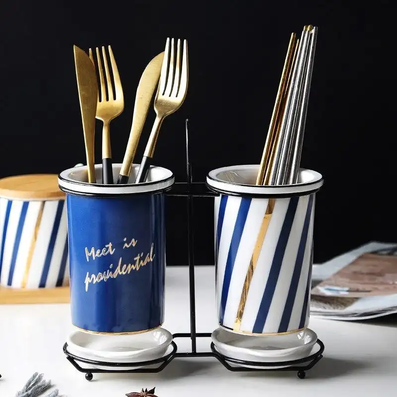 Ceramic fork spoon tableware storage drain cylinder