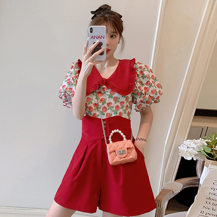 Two-piece high-waisted wide-leg shorts