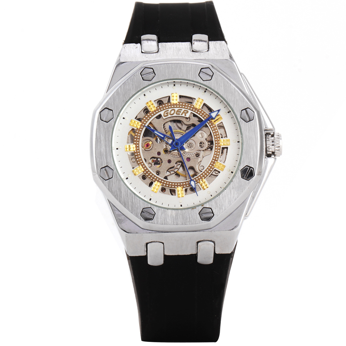 Automatic hollow mechanical watch silicone band watch men’s