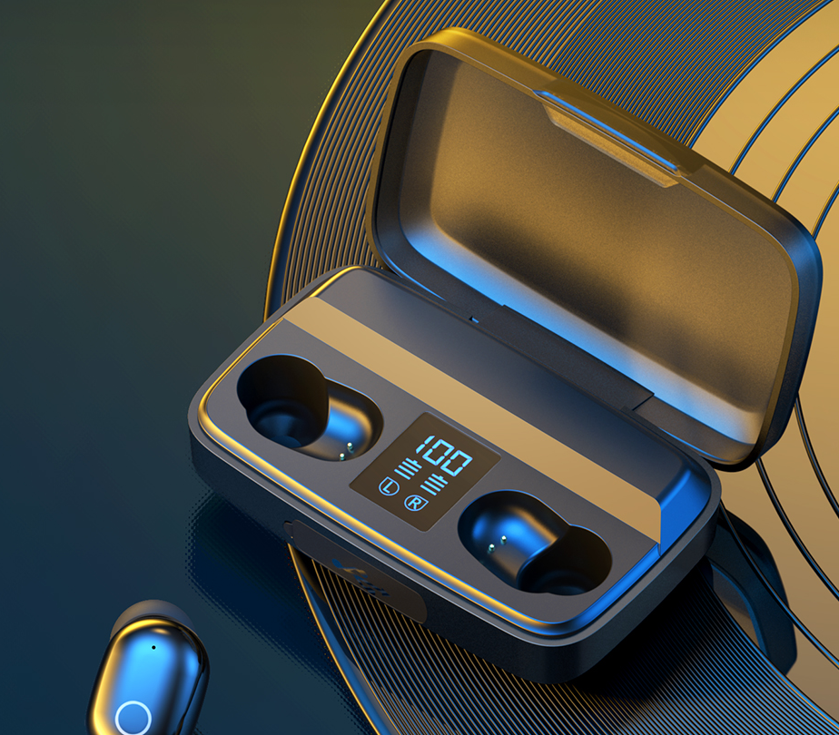 Stereo binaural touch digital display sports headset