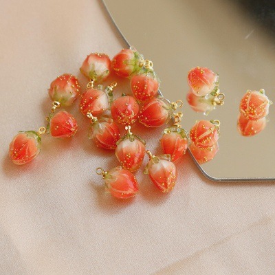 Drop gum powder color flower bud resin earrings pendant