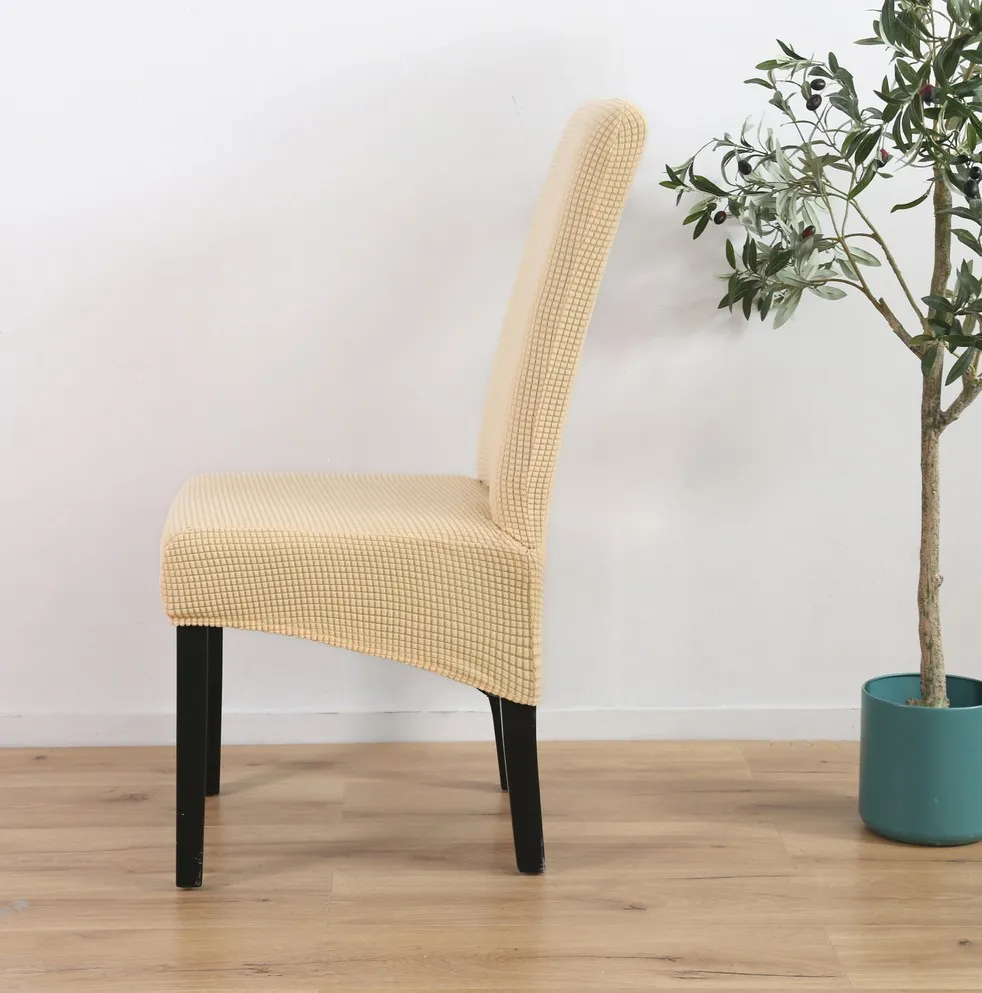 Large slanting knit padded chair cover - Beige