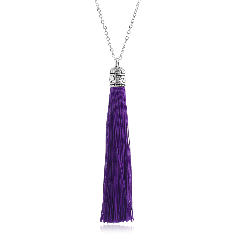 Colorful ethnic style necklace Silver Purple - Shop at LoveMi