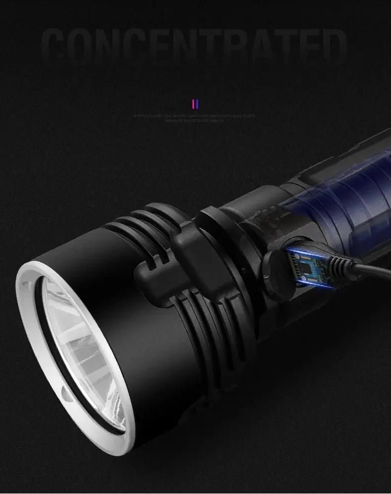 Strong Flashlight Focusing Led Light Rechargeable Super