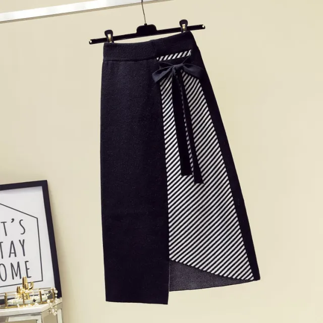 Large women's autumn winter sweater skirt Black - Shop at LoveMi