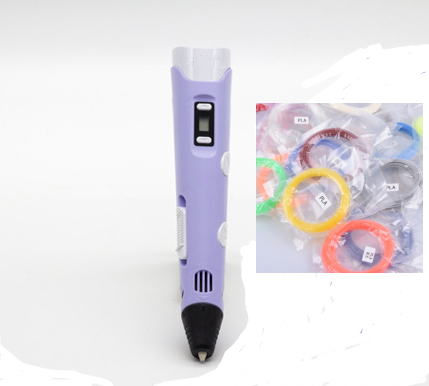 3D print pen 3D pen two generation graffiti 3D stereoscopic paintbrush children puzzle painting toys Purple+Consumables US