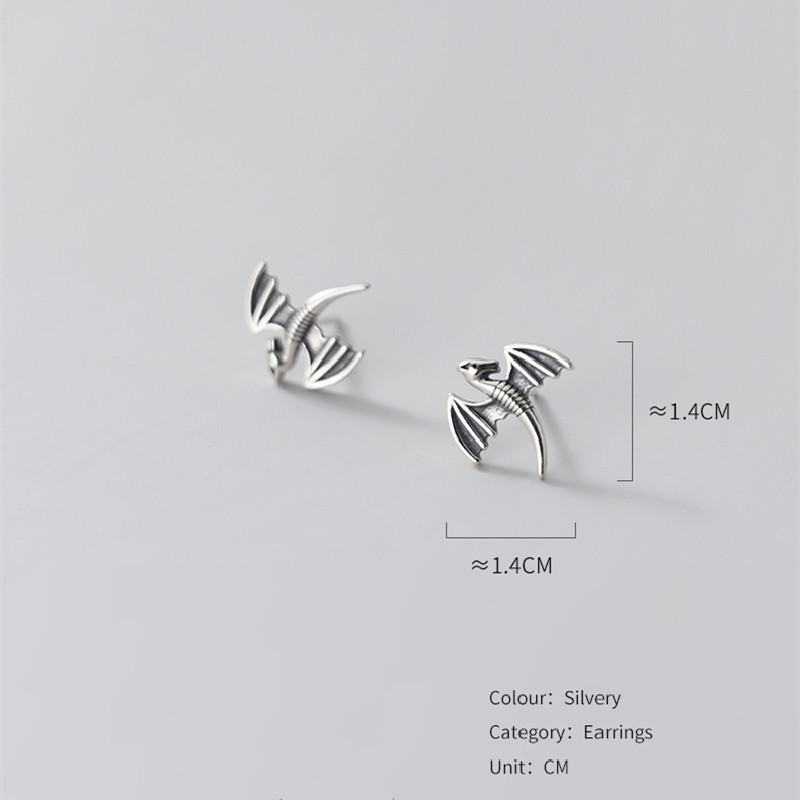 S925 Silver Antique dinosaur personality Earrings