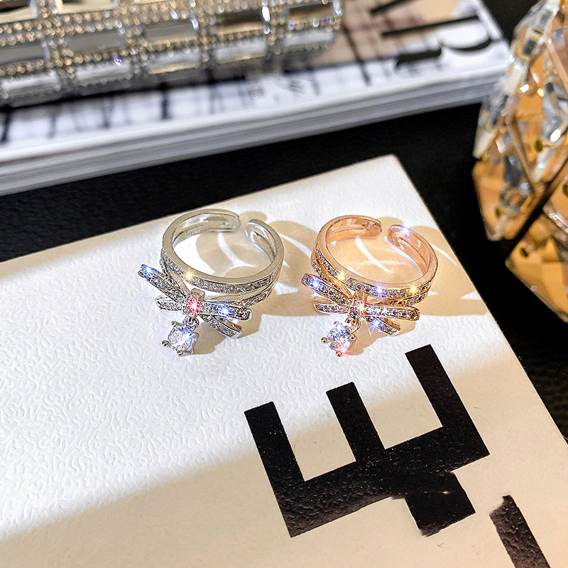 Micro-set bow crystal ring