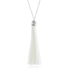 Colourful ethnic style necklace - Silver White - View 1