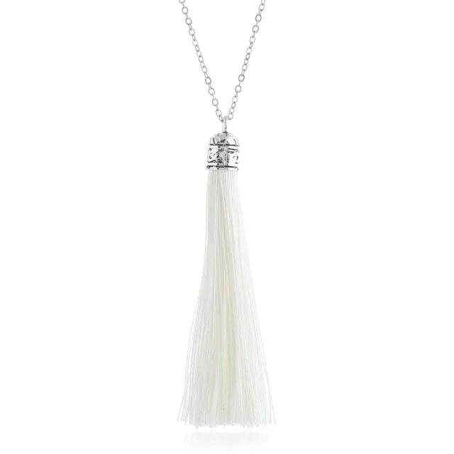 Colorful ethnic style necklace Silver White - Shop at LoveMi