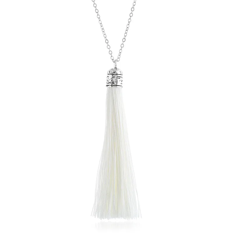 Colorful ethnic style necklace - Silver White