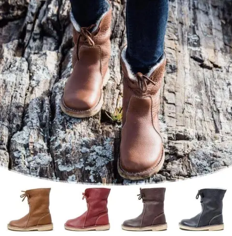 Women Snow Boots Woman Winter Fur Plush Lace Up