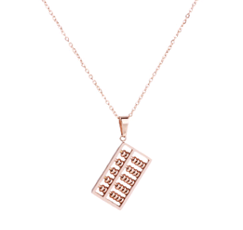 Personality creative titanium steel lucky abacus necklace female plated 18K rose gold clavicle chain delicate short chain