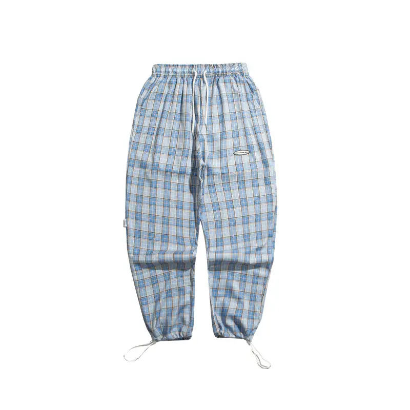 Plaid print bouquet foot trousers