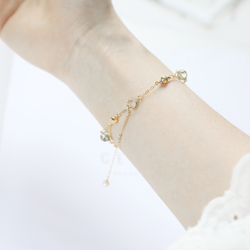 Gold and Green Ghost Crystal Lucky Bracelet