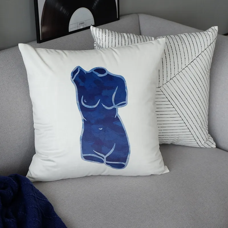 Simple package pillow light luxury by blue cover - Blue