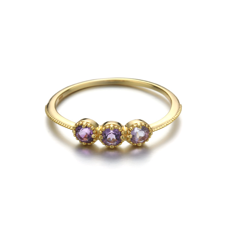 Women's sterling silver gradient purple crystal ring