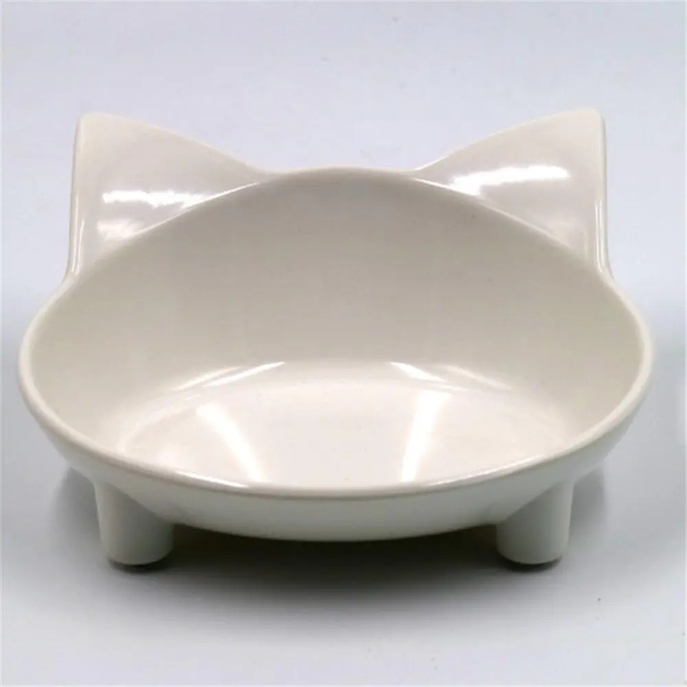 Cute Cat-shaped Pet Bowl - White