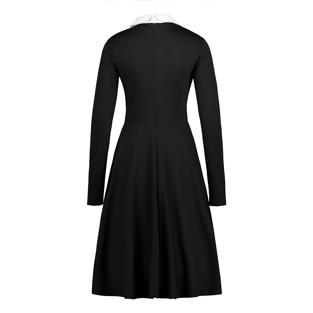 Temperament European and American round neck big swing dress