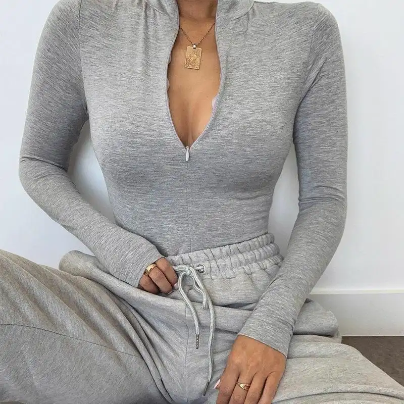 Zipper long-sleeved slim bottoming jumpsuit women's bottoming jumpsuit