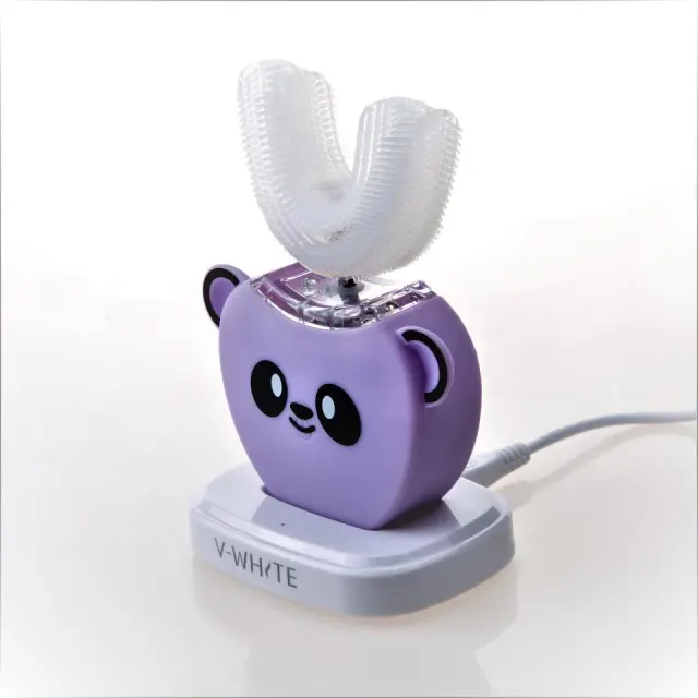 Children's automatic toothbrush 3 6 8 16 years old high frequency vibration sonic electric U shaped toothbrush Purple - Shop at LoveMi