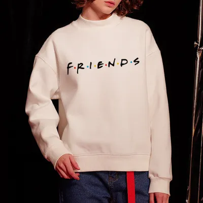 Letter pattern round neck long sleeve plus velvet T White - Shop at LoveMi