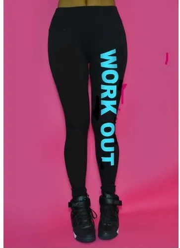 Letter printed cotton leggings mid rise cropped pants yoga pants 1 - Shop at LoveMi