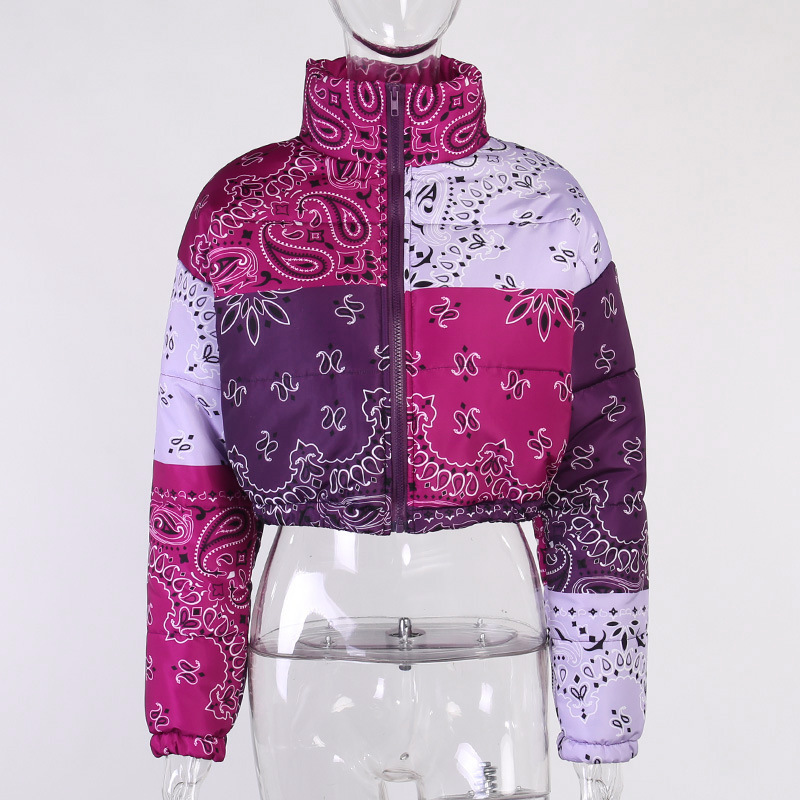 Casual all match bread cotton jacket women Purple - Shop at LoveMi