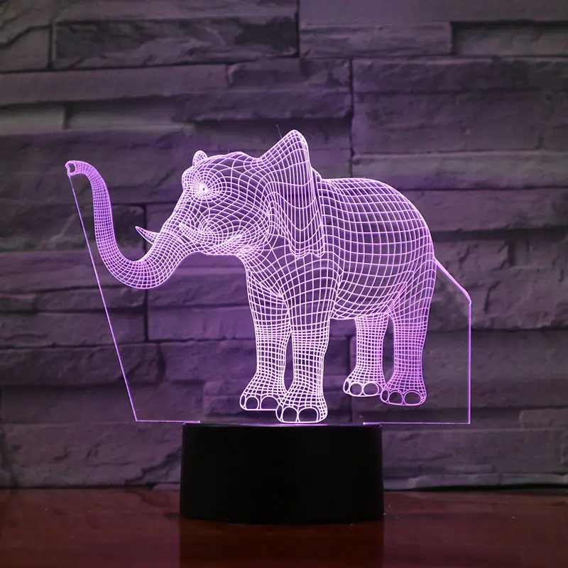 Novelty Lighting Elephant Shape 3D7 Color Changing