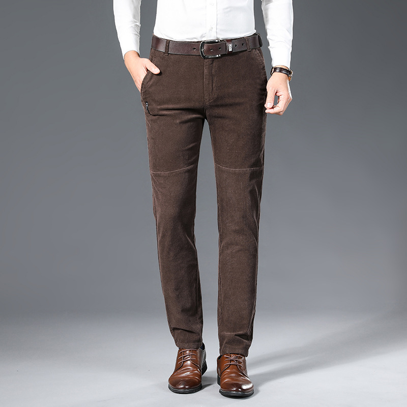 Slim-fit small-foot corduroy pants