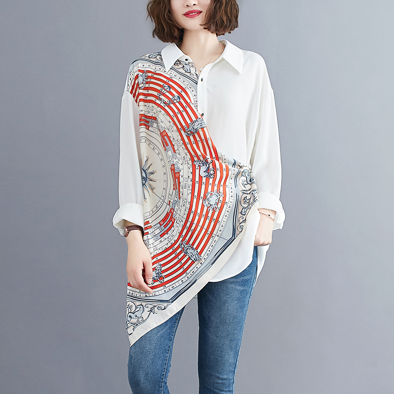 Stitching POLO collar all-match casual shirt