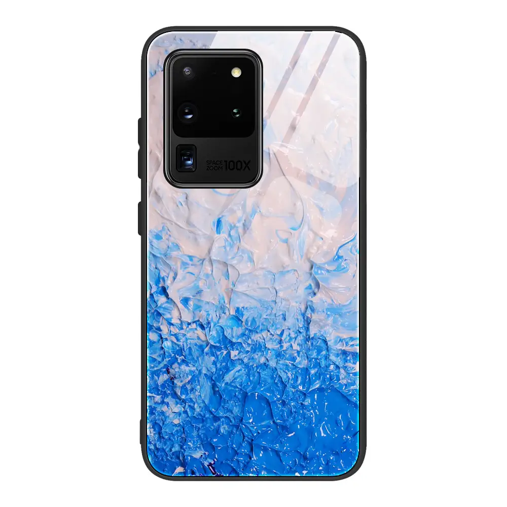 Marble toughened glass painted mobile phone case