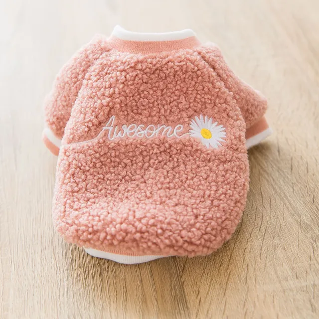 Dog feet embroidered warm Teddy coat Pink - Shop at LoveMi
