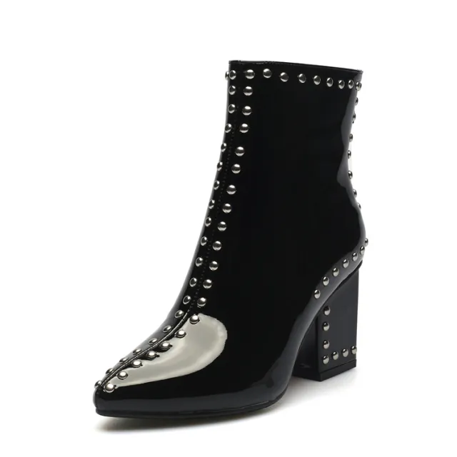 Pointed high heeled Martin boots Black - Shop at LoveMi